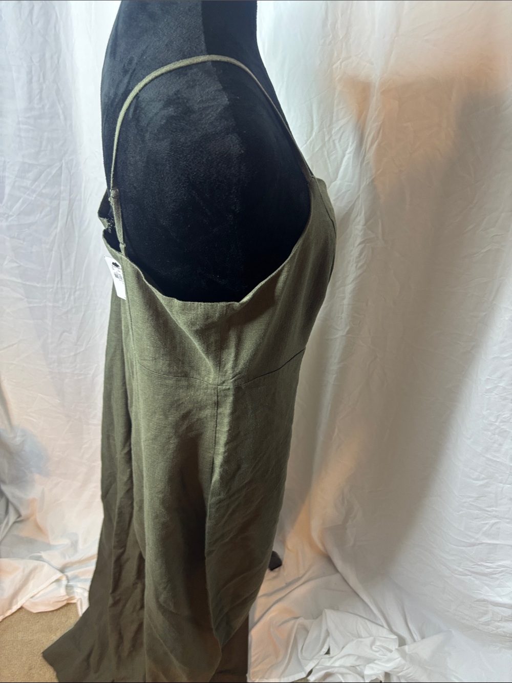 Express Olive Green Linen-Blend Wide-Leg Jumpsuit - Picture 6 of 7